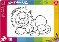 Puzzle do kolorowania 15 Lew. Wydawca: Promatek. SmakLiter.pl Opakowanie Puzzle do kolorowania 15 Lew