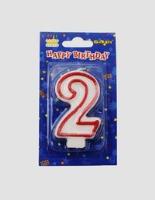 Opakowanie Świeczka cyferka 2 czerwony kontur