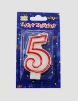 Opakowanie Świeczka Cyferka 5 czerwony kontur