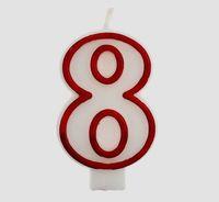 Opakowanie Świeczka cyferka 8 czerwony kontur