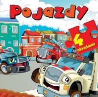 4 układanki - Pojazdy. Autor: Anna Wiśniewska (red.). SmakLiter.pl Okładka książki 4 układanki - Pojazdy