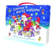 Zimowe skarby malucha. Kuferek pełen niespodzianek. Autor: Joanna Myjak (ilustr.). SmakLiter.pl Okładka książki Zimowe skarby malucha. Kuferek pełen niespodzianek