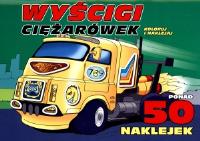 Okładka książki Wyścigi ciężarówek. Koloruj i naklejaj