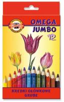 Kredki Omega Jumbo 12 kolorów. Wydawca: Koh-I-Noor. SmakLiter.pl Opakowanie Kredki Omega Jumbo 12 kolorów