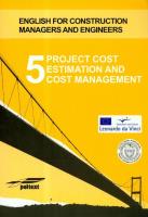 Okładka książki Project cost estimation and cost management. Tom 5