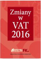 Okładka książki Zmiany w VAT 2016