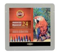 Opakowanie Kredki Progresso Aquarell 24 kolory w metalowej kasetce