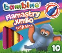 Flamastry trójkątne Jumbo BAMBINO 10 kolorów. Wydawca: St. Majewski. SmakLiter.pl Opakowanie Flamastry trójkątne Jumbo BAMBINO 10 kolorów