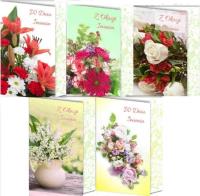 Opakowanie Karnet B6 brokatowany. W dniu imienin (10 szt MIX)