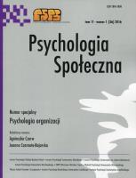 Opakowanie Psychologia Społeczna Tom 11 nr 1 (36) 2016