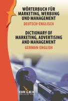 Dictionary of Marketing Advertising and Management German-English. Autor: Kapusta Piotr. SmakLiter.pl Okładka książki Dictionary of Marketing Advertising and Management German-English
