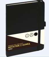Notatnik  z gumką czarny A5 80 kartek. Wydawca: KW TRADE. SmakLiter.pl Opakowanie Notatnik  z gumką czarny A5 80 kartek