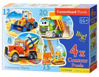 Puzzle 4w1 Contour 8-12-15-20 Construction Vehicles. Wydawca: Castorland. SmakLiter.pl Opakowanie Puzzle 4w1 Contour 8-12-15-20 Construction Vehicles