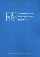 Okładka książki Current Research Problems of Polish Education