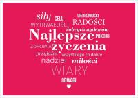 Kartka - Najlepsze życzenia - malinowa, serce. Wydawca: Koinonia. SmakLiter.pl Opakowanie Kartka - Najlepsze życzenia - malinowa, serce