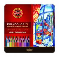 Kredki artystyczne Polycolor 24 kolory w metalowej kasecie. Wydawca: Koh-I-Noor. SmakLiter.pl Opakowanie Kredki artystyczne Polycolor 24 kolory w metalowej kasecie