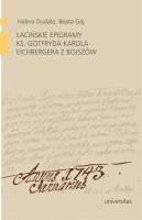 Okładka książki Łacińskie epigramy ks. Gotfryda Karola Eichbergera z Bojszów