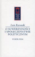 O suwerenności i społeczeństwie politycznym. Autor: Rzewuski Leon. SmakLiter.pl Okładka książki O suwerenności i społeczeństwie politycznym