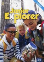 Junior Explorer 4 ćw. NE. Autor: Clarke Sue, Mrozik-Jadacka Marta, Wosińska Dorota. SmakLiter.pl Okładka książki Junior Explorer 4 ćw. NE
