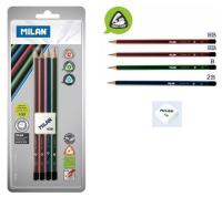 Opakowanie 4 ołówki trójkątne MILAN + gumka 430