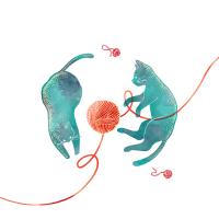 Opakowanie Karnet Swarovski kwadrat Niebieskie koty