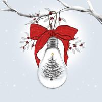 Opakowanie Karnet Swarovski kwadrat Święta Choinka w żarówce