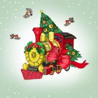 Opakowanie Karnet Swarovski kwadrat Święta Ciuchcia