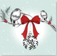 Opakowanie Karnet Swarovski kwadrat Święta Ptaszki z kokardą