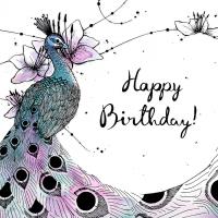 Opakowanie Karnet Swarovski kwadrat Urodziny paw