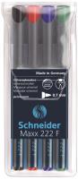 Foliopisy permanentne Schneider 4 kolory. Wydawca: PBS Connect Polska. SmakLiter.pl Opakowanie Foliopisy permanentne Schneider 4 kolory
