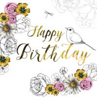 Opakowanie Karnet Swarovski kwadrat Urodziny kwiaty