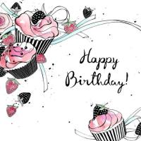 Opakowanie Karnet Swarovski kwadrat Urodziny różowe babeczki