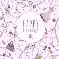 Opakowanie Karnet Swarovski kwadrat Urodziny różowe