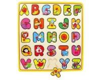 Opakowanie Drewniana układanka z pinezkami Literki