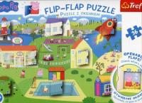 Flip-Flap Puzzle z okienkiem 36 Świat Świnki Peppy. Wydawca: Trefl. SmakLiter.pl Opakowanie Flip-Flap Puzzle z okienkiem 36 Świat Świnki Peppy