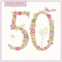 Opakowanie Karnet kwadrat z kopertą Urodziny 50