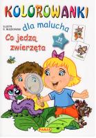 Kolorowanki dla malucha Co jedzą zwierzęta. Autor: Ernest Błędowski. SmakLiter.pl Okładka książki Kolorowanki dla malucha Co jedzą zwierzęta