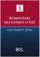Okładka książki Komentarz do ustawy o VAT Stan prawny 2018 r.