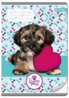 Opakowanie Zeszyt A5 w trzy linie 16 kartek Pies The Sweet Pets 10 sztuk mix