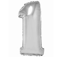 Okładka książki Balon foliowy cyfra '1' srebrna 85cm
