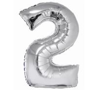 Okładka książki Balon foliowy cyfra '2' srebrna 85cm