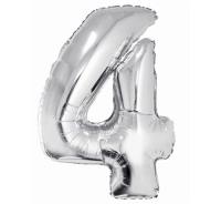 Okładka książki Balon foliowy cyfra '4' srebrna 85cm