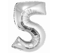 Okładka książki Balon foliowy cyfra '5' srebrna 85cm