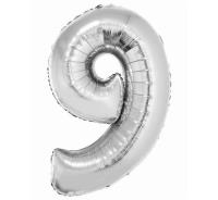 Okładka książki Balon foliowy cyfra '9' srebrna 85cm