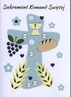 Okładka książki Karnet B6 Komunia krzyż niebieski