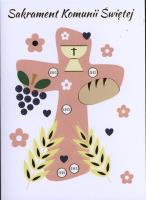 Okładka książki Karnet B6 Komunia krzyż różowy