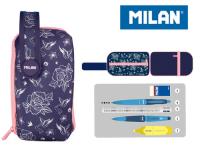 Opakowanie Multipiórnik Milan owalny mini z 1 piórnikiem Flowers niebieski