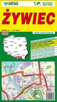 Plan miasta Żywiec. Wydawca: WYDAWNICTWO KARTOGRAFICZNE PIĘTKA. SmakLiter.pl Opakowanie Plan miasta Żywiec