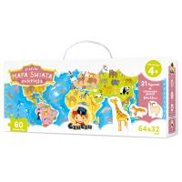 Okładka książki Puzzle Mapa świata Zwierzęta figurki