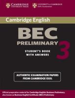 Opakowanie Cambridge BEC Preliminary 3 Student's Book with Answers